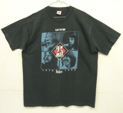 画像1: 90'S THE BEATLES "LET IT BE 25YEARS" シングルステッチ 両面プリント 半袖 Tシャツ ブラック USA製 (VINTAGE)
