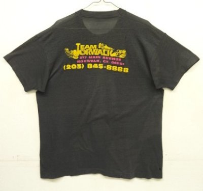 画像3: 80'S TEAM NORWALK RACING シングルステッチ 両面プリント 半袖 Tシャツ フェードブラック USA製 (VINTAGE)