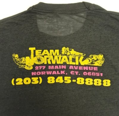画像4: 80'S TEAM NORWALK RACING シングルステッチ 両面プリント 半袖 Tシャツ フェードブラック USA製 (VINTAGE)