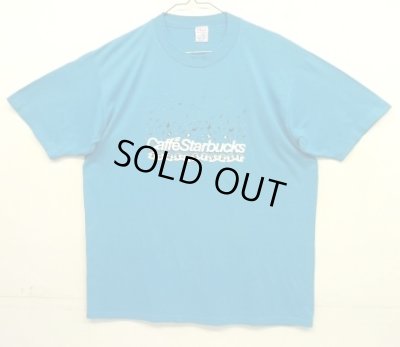 画像1: 80'S STARBUCKS シングルステッチ 半袖 Tシャツ ブルー USA製 (VINTAGE)