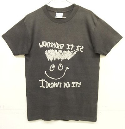 画像1: 80'S WHATEVER IT IS シングルステッチ 半袖 Tシャツ フェードブラック USA製 (VINTAGE)