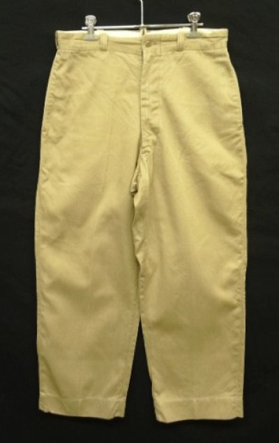 画像1: 60'S アメリカ軍 US ARMY コットン100% チノパンツ PRENTICE製ブラスジップ (VINTAGE)