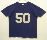 70'S UNKNOWN "50" シングルステッチ 両面プリント 半袖 Tシャツ ネイビー USA製 (VINTAGE)