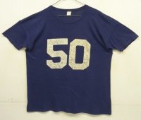 70'S UNKNOWN "50" シングルステッチ 両面プリント 半袖 Tシャツ ネイビー USA製 (VINTAGE)