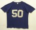 画像1: 70'S UNKNOWN "50" シングルステッチ 両面プリント 半袖 Tシャツ ネイビー USA製 (VINTAGE) (1)