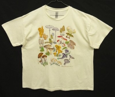 画像1: 00'S LIBERTY GRAPHICS "MUSHROOM" 染み込みプリント 半袖 Tシャツ ナチュラル (VINTAGE)