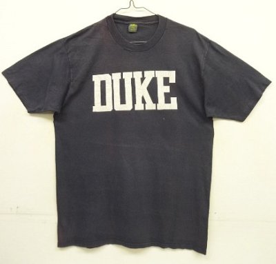 画像1: 80'S JERZEES by RUSSELL "DUKE" シングルステッチ 半袖 Tシャツ フェードネイビー USA製 (VINTAGE)