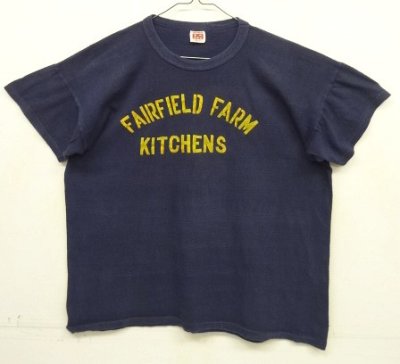 画像1: 60'S MASON シングルステッチ フロッキープリント 半袖 Tシャツ ネイビー USA製 (VINTAGE)
