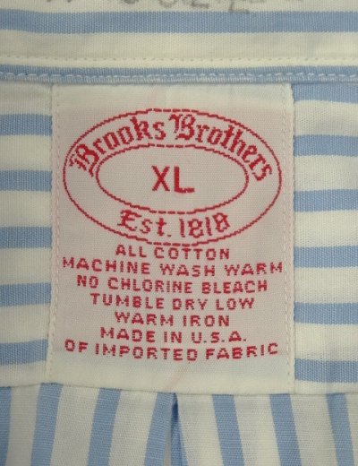 画像2: 90'S BROOKS BROTHERS ポプリン 半袖 BDシャツ ホワイト/ブルー ストライプ USA製 (VINTAGE)