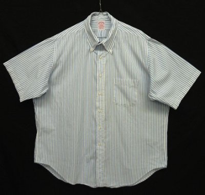 画像1: 90'S BROOKS BROTHERS ポプリン 半袖 BDシャツ ホワイト/ブルー ストライプ USA製 (VINTAGE)
