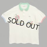 80'S CHEMISE LACOSTE ポロシャツ ホワイト/プリント入り フランス製 (VINTAGE)