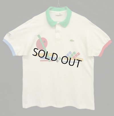 画像1: 80'S CHEMISE LACOSTE ポロシャツ ホワイト/プリント入り フランス製 (VINTAGE)