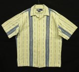 90'S RALPH LAUREN "TRAIL" コットン 半袖 オープンカラーシャツ ナチュラル/インディゴ ストライプ (VINTAGE)