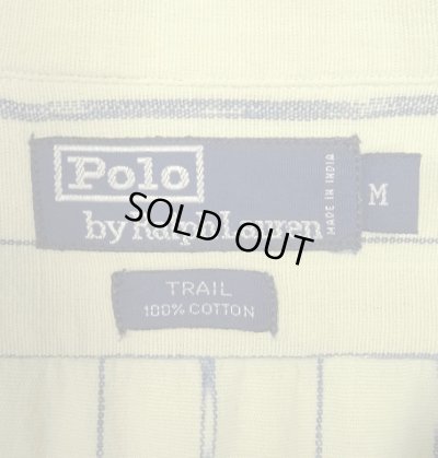 画像2: 90'S RALPH LAUREN "TRAIL" コットン 半袖 オープンカラーシャツ ナチュラル/インディゴ ストライプ (VINTAGE)