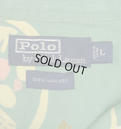 画像2: 90'S RALPH LAUREN ビスコース 半袖 オープンカラーシャツ グリーン/柄 (VINTAGE)