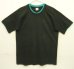 画像1: 90'S FRUIT OF THE LOOM シングルステッチ ダブルネック 半袖 Tシャツ ブラック/ターコイズ USA製 (VINTAGE) (1)