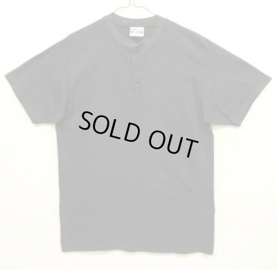 画像1: 80'S HANES シングルステッチ 半袖 ヘンリーネック Tシャツ ダークネイビー USA製 (VINTAGE)
