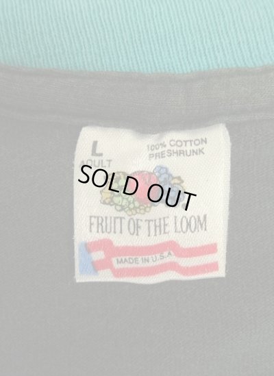 画像2: 90'S FRUIT OF THE LOOM シングルステッチ ダブルネック 半袖 Tシャツ ブラック/ターコイズ USA製 (VINTAGE)