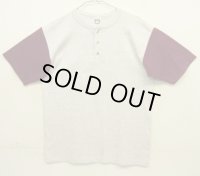 90'S COTTON DELUXE シングルステッチ 半袖 ヘンリーネック Tシャツ ツートンカラー USA製 (DEADSTOCK)