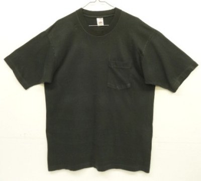 画像1: 90'S FRUIT OF THE LOOM シングルステッチ 耳付きポケット 半袖 Tシャツ ブラック USA製 (VINTAGE)