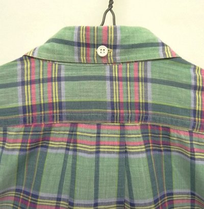 画像4: 80'S GANT マドラス 半袖 三点留め BDシャツ チェック柄 インド製 (VINTAGE)