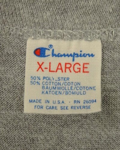 画像2: 80'S CHAMPION トリコタグ 50/50 シングルステッチ 三段染み込みプリント 半袖 Tシャツ ヘザーグレー USA製 (VINTAGE)
