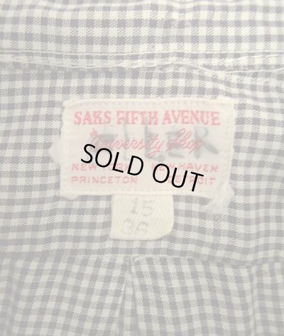 画像2: 60'S SAKS FIFTH AVENUE 6ボタン ポプリン 半袖 三点留め BDシャツ ギンガムチェック (VINTAGE)