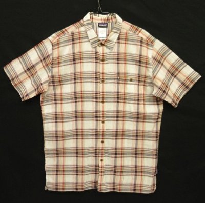 画像1: PATAGONIA オーガニックコットン 半袖 A/Cシャツ チェック柄 (USED)
