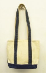80'S LL Bean 2色タグ キャンバス ロングハンドル トートバッグ ネイビー/オフホワイト USA製 (VINTAGE)