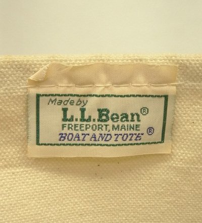 画像2: 80'S LL Bean 2色タグ キャンバス ロングハンドル トートバッグ ネイビー/オフホワイト USA製 (VINTAGE)