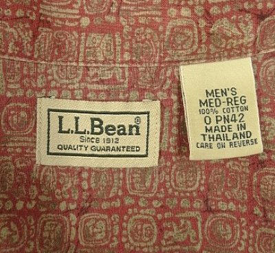 画像2: 00'S LL Bean コットン 半袖 オープンカラーシャツ 総柄 (VINTAGE)
