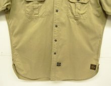 他の写真3: 90'S RRL 三ツ星タグ チンスト＆マチ付き 猫目メタルボタン 半袖 ワークシャツ ベージュ (VINTAGE)