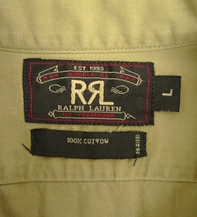 画像2: 90'S RRL 三ツ星タグ チンスト＆マチ付き 猫目メタルボタン 半袖 ワークシャツ ベージュ (VINTAGE)