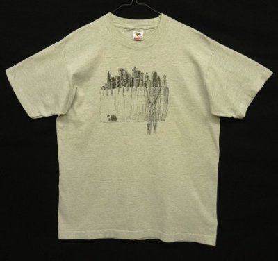 画像1: 90'S UNKNOWN ペンケーススケッチ シングルステッチ 半袖 Tシャツ アッシュグレー USA製 (VINTAGE)