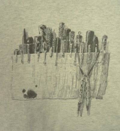 画像3: 90'S UNKNOWN ペンケーススケッチ シングルステッチ 半袖 Tシャツ アッシュグレー USA製 (VINTAGE)