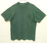 60'S UNKNOWN シングルステッチ ポケット付き 半袖 Tシャツ ダークグリーン (VINTAGE)
