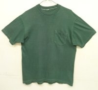 60'S UNKNOWN シングルステッチ ポケット付き 半袖 Tシャツ ダークグリーン (VINTAGE)