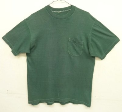 画像1: 60'S UNKNOWN シングルステッチ ポケット付き 半袖 Tシャツ ダークグリーン (VINTAGE)