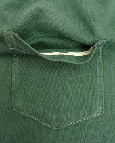 画像2: 60'S UNKNOWN シングルステッチ ポケット付き 半袖 Tシャツ ダークグリーン (VINTAGE)