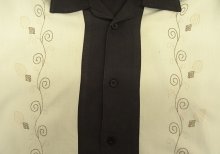 他の写真2: THE HAVANERA CO レーヨン/ポリ 半袖 オープンカラーシャツ ブラック/オフホワイト 刺繍入り (USED)