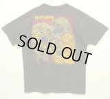 90'S BLACKBIRD "FIRE FIGHTER" シングルステッチ 両面プリント 半袖 Tシャツ フェードブラック (VINTAGE)