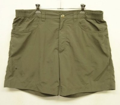 画像1: PATAGONIA バックジップ付きポケット ナイロンショーツ ダークカーキ (USED)