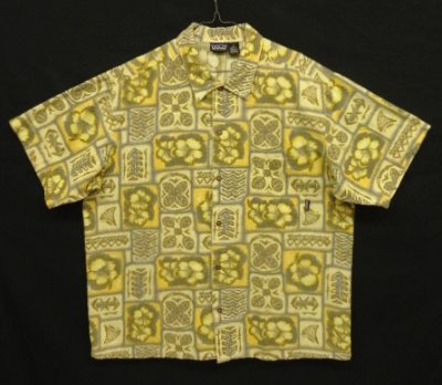 画像1: 90'S PATAGONIA コットン 半袖 アロハシャツ 総柄 (VINTAGE)
