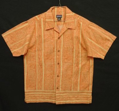画像1: 00'S PATAGONIA コットン 半袖 オープンカラーシャツ 総柄 (VINTAGE)