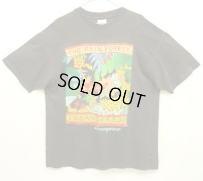 画像1: 80'S THE RAIN FOREST シングルステッチ 半袖 Tシャツ フェードブラック USA製 (VINTAGE)