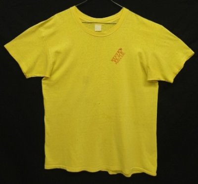 画像1: 80'S STEVE'S PLACE シングルステッチ 両面プリント 半袖 Tシャツ イエロー (VINTAGE)