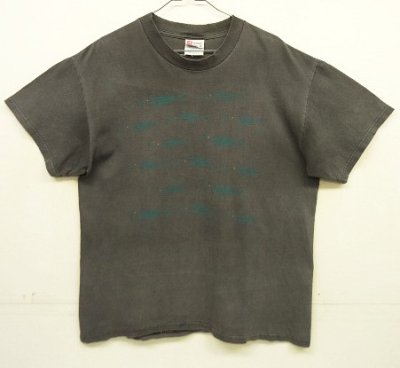 画像1: 90'S 魚プリント 半袖 Tシャツ フェードブラック (VINTAGE)