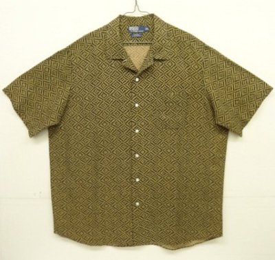 画像1: 90'S RALPH LAUREN "BONNARD" シルク/リネン 半袖 オープンカラーシャツ 総柄 (VINTAGE)
