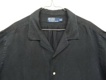 他の写真1: 90'S RALPH LAUREN シルク/リネン 裾ロゴ 半袖 オープンカラーシャツ ブラック (VINTAGE)