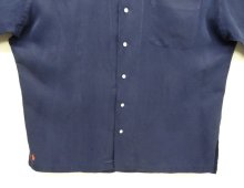 他の写真3: 90'S RALPH LAUREN "CALDWELL" シルク/リネン 裾ロゴ 半袖 オープンカラーシャツ ネイビー (VINTAGE)